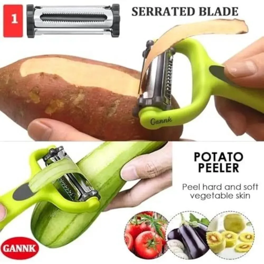 Potato Apple Vegetable Peelers for Kitchen, 3 in 1 Blade Spin & I and Y Peelers